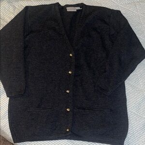 Nordstrom Charcoal Cardigan with Gold Buttons